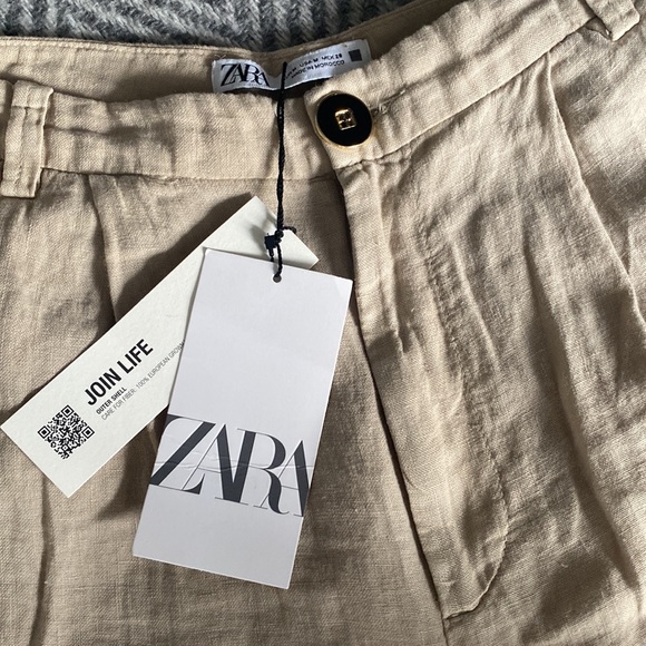 Zara High-Waisted Pleated Wide Leg Linen Pants - Picture 7 of 7